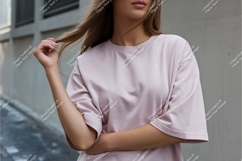 Pink oversized tshirt detail mockup Product Image 1