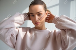Woman in pink top poses mockup Product Image 1