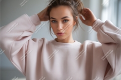 Woman poses in pink top mockup Product Image 1