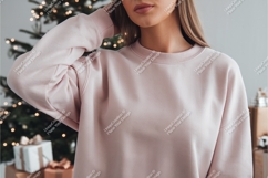 Woman in pink sweatshirt near tree mockup Product Image 1