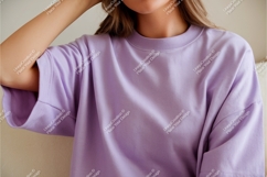 Woman in purple tshirt mockup Product Image 1