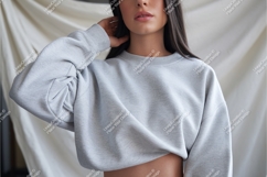 Woman in gray crop top mockup Product Image 1