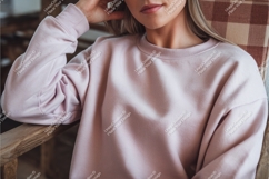 Woman in pink sweatshirt portrait mockup Product Image 1