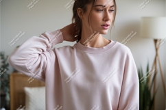 Woman in pink sweatshirt mockup Product Image 1