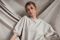 Woman in beige sweater portrait mockup Product Image 1