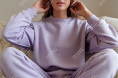Lavender Sweatshirt Jogger Mockup apparel Product Image 1