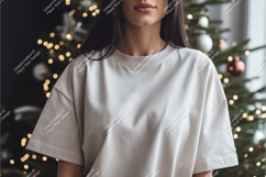 Woman wearing plain shirt mockup clothing Product Image 1