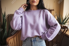 Lavender sweatshirt with denim jeans woman Product Image 1