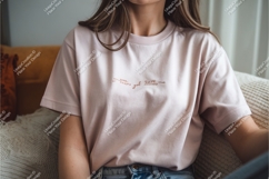 Pink t shirt mockup with embroidered text image Product Image 1
