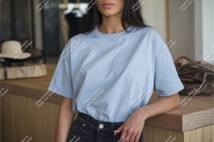 Light blue t shirt mockup t-shirt apparel Product Image 1