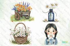 Daisy Flower Girl Watercolor Product Image 1
