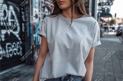 Gray t shirt mockup urban street image Product Image 1
