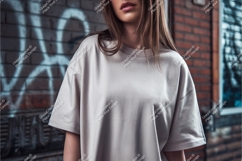 Woman wearing light grey t shirt mockup image Product Image 1