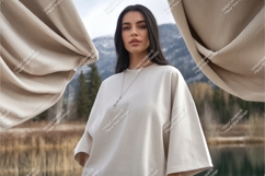 Woman wearing beige sweatshirt outdoors nature Product Image 1