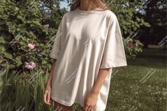 Beige t shirt mockup outdoors nature image Product Image 1
