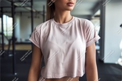 Woman wearing pink crop top in gym image Product Image 1