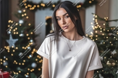 Woman wearing plain t shirt mockup image Product Image 1