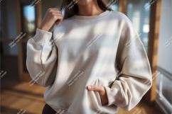 Cream colored sweatshirt mockup apparel Product Image 1