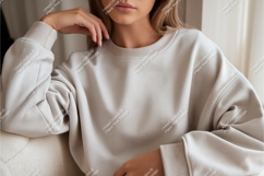 Light beige crewneck sweatshirt mockup clothing Product Image 1