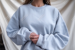Light blue crewneck sweatshirt mockup clothing Product Image 1