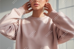Woman wearing pink sweatshirt clothing fashion Product Image 1