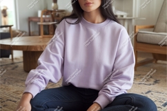 Lavender sweatshirt mockup on woman casual Product Image 1