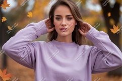 Young Woman Autumn Sweater Mockup apparel Product Image 1