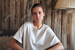 Young Woman Casual TShirt Mockup t-shirt Product Image 1