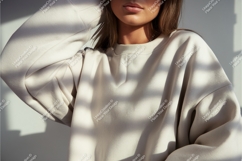 Creamy sweatshirt mockup with shadow play fabric clothing Product Image 1
