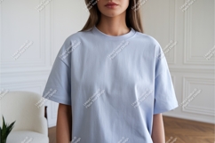 Light blue crew neck t shirt mockup apparel Product Image 1