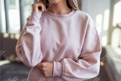 Pink Crewneck Sweatshirt Mockup apparel Product Image 1