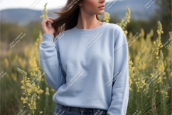 Light blue crewneck sweatshirt mockup Product Image 1