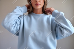Light blue crewneck sweatshirt mockup apparel Product Image 1
