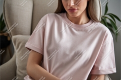 Woman wearing pink t shirt mockup image Product Image 1