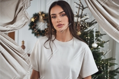 Woman wearing cream t shirt mockup image Product Image 1