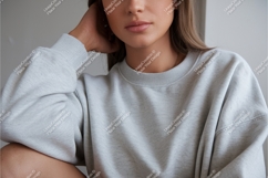 Woman wearing grey sweatshirt casual clothing Product Image 1