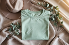 Green tshirt with hat and plant mockup Product Image 1