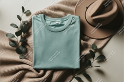 Folded shirt with leaves mockup Product Image 1