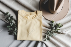 Yellow tshirt flat lay mockup Product Image 1