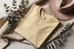 Beige tshirt flat lay mockup Product Image 1