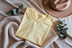 Yellow tshirt on sweater mockup Product Image 1