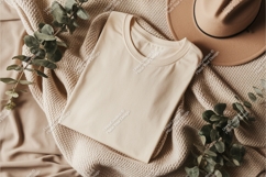 Beige tshirt on a blanket mockup Product Image 1