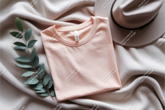 Pink tshirt with hat and leaves mockup Product Image 1