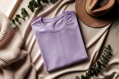 Purple tshirt with hat and leaves mockup Product Image 1