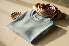 Folded tshirt with scarf mockup Product Image 1