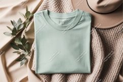Folded green shirt with hat mockup Product Image 1