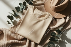 Folded shirt with eucalyptus mockup Product Image 1