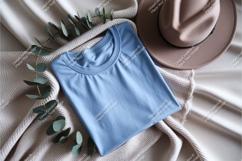 Blue tshirt on fabric mockup Product Image 1