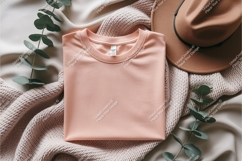 Folded peach shirt mockup Product Image 1