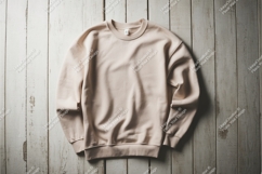 Beige sweatshirt on wood mockup Product Image 1